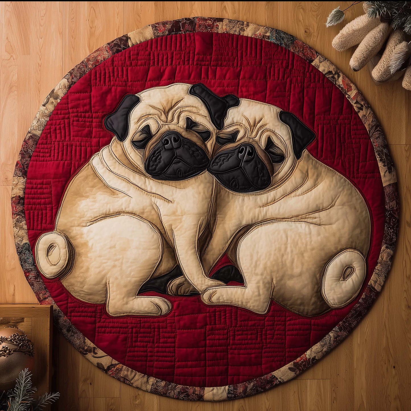 Cozy Pug Quilted Round Mat GFTOTL5143