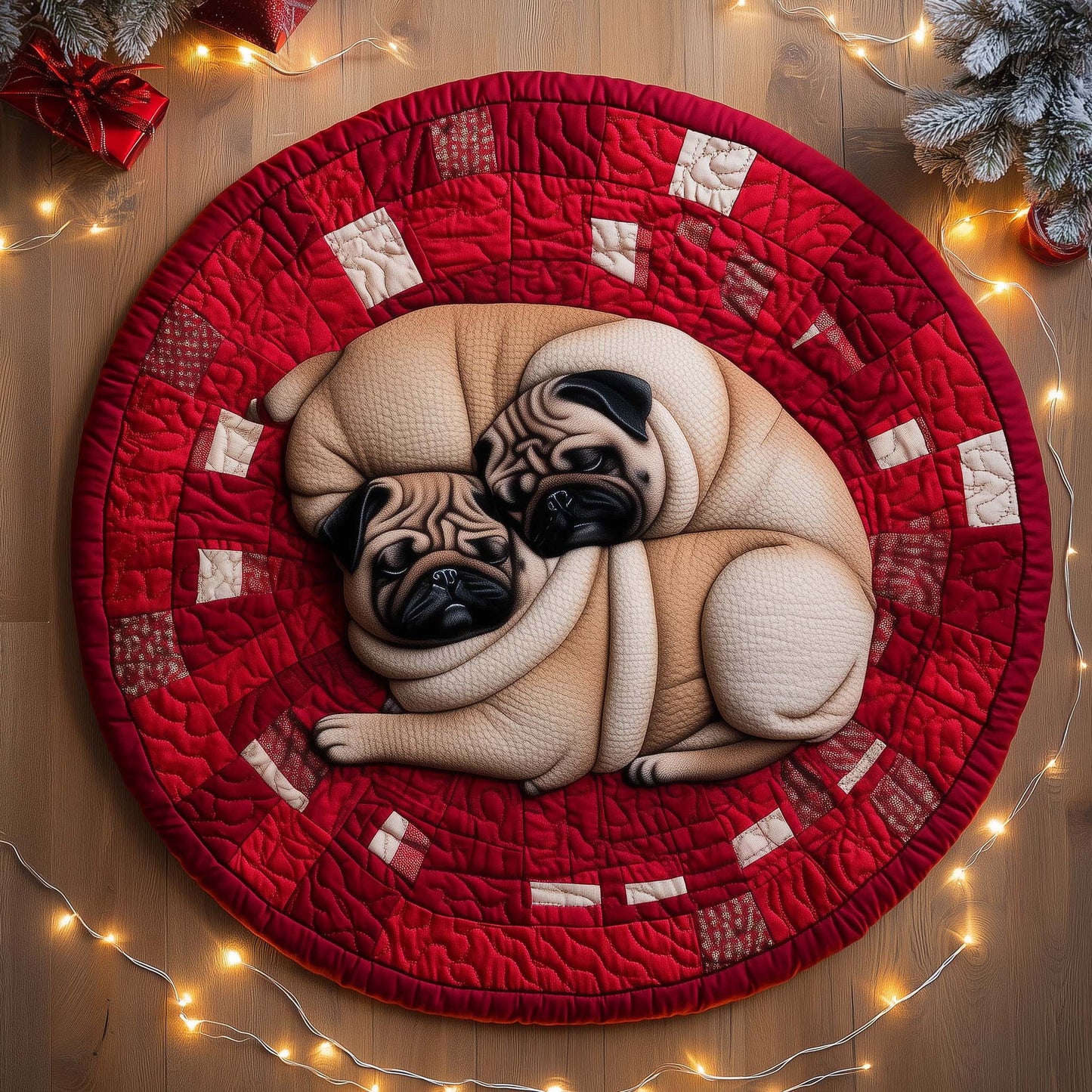 Cozy Pug Quilted Round Mat GFTOTL5144
