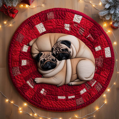 Cozy Pug Quilted Round Mat GFTOTL5144