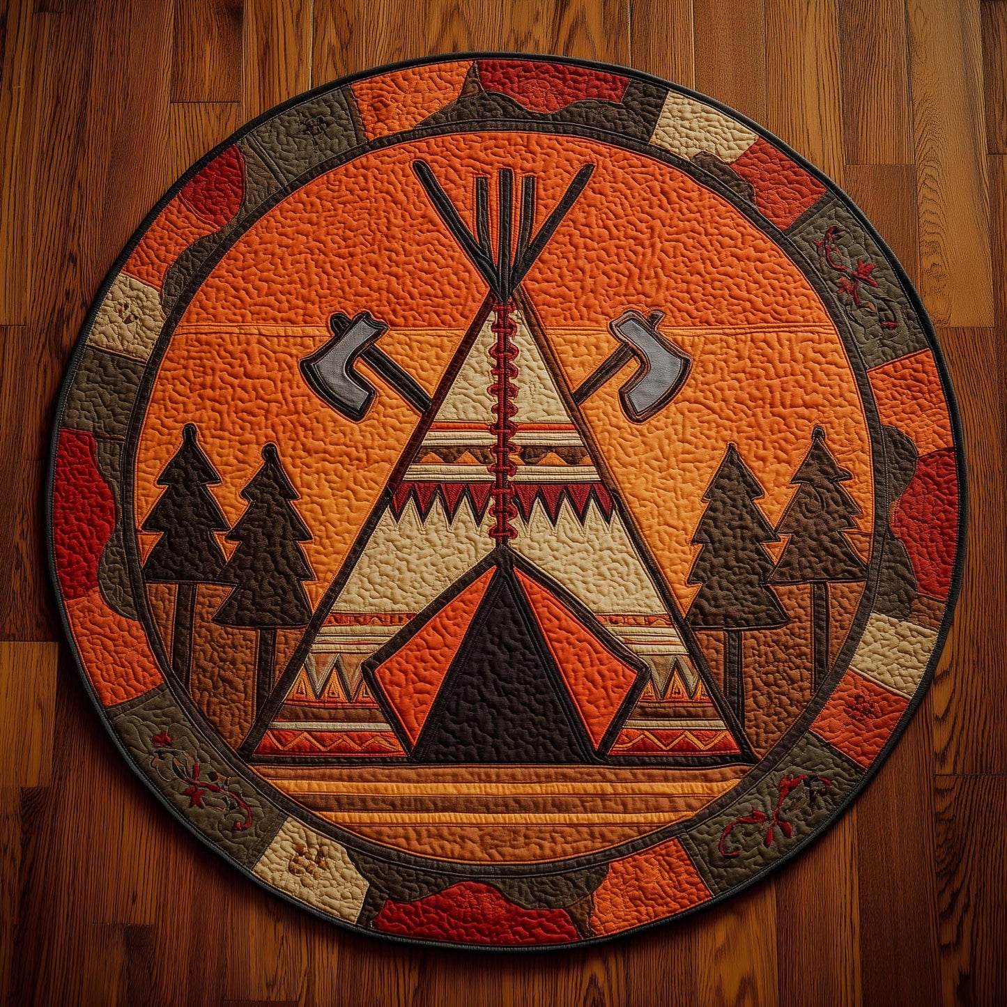 Native Warrior Spirit Quilted Round Mat GFTOTL5153
