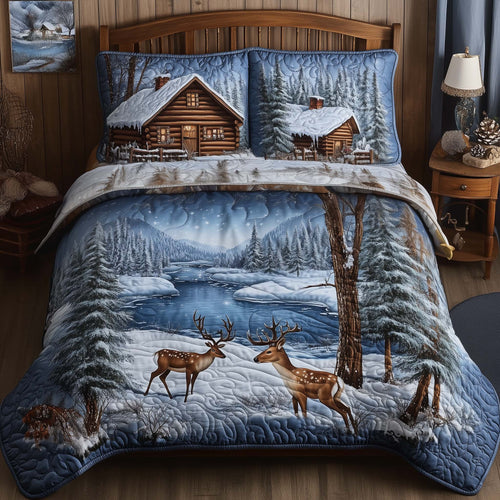 Winter Cabin 3-Piece Quilted Bedding Set GFTOTL5163