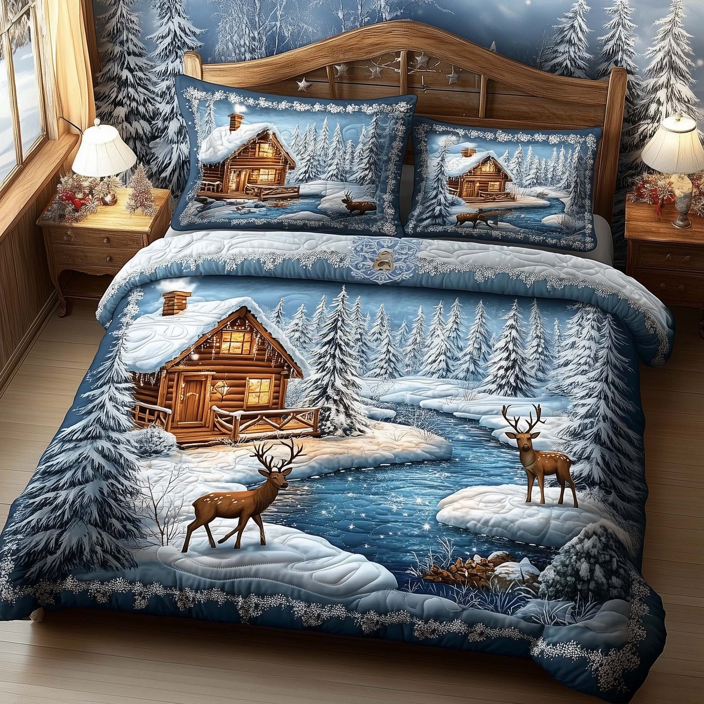 Winter Cabin 3-Piece Quilted Bedding Set GFTOTL5164
