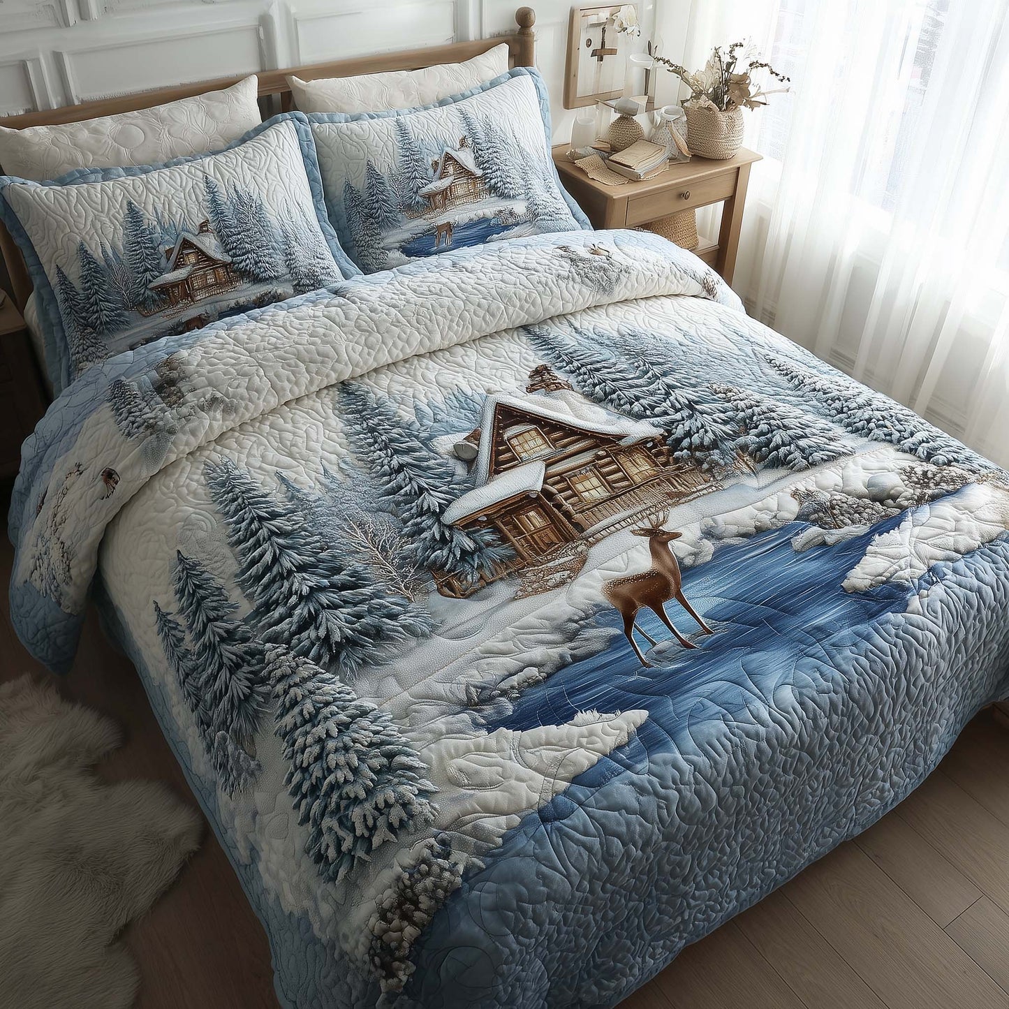 Winter Cabin 3-Piece Quilted Bedding Set GFTOTL5167