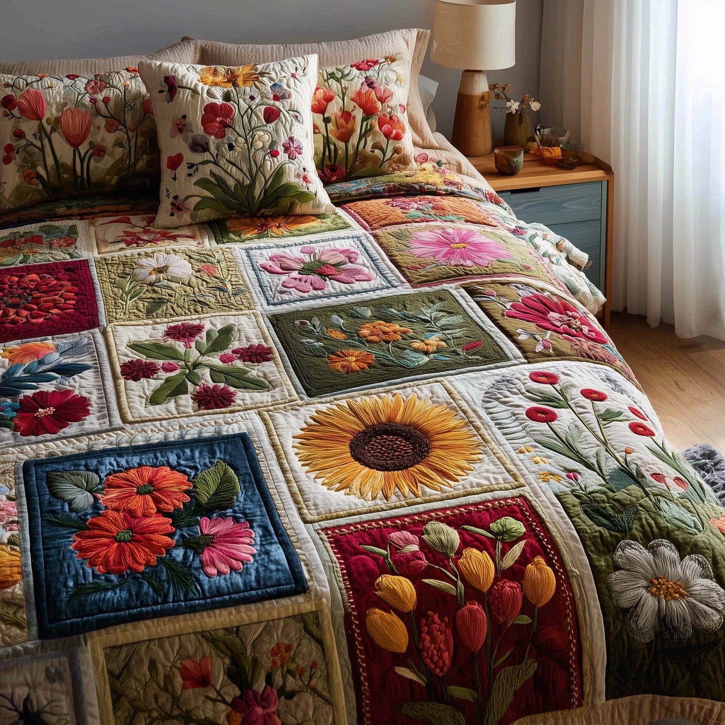 Wild Flora 3-Piece Quilted Bedding Set GFTOTL5171