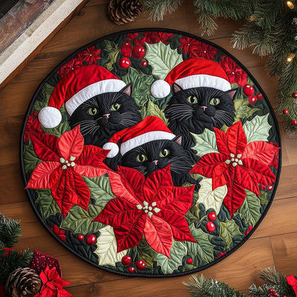 Festive Cat Quilted Round Mat GFTOTL5221