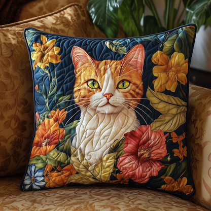 Floral Cat Quilted Pillow Case GFTOTL525