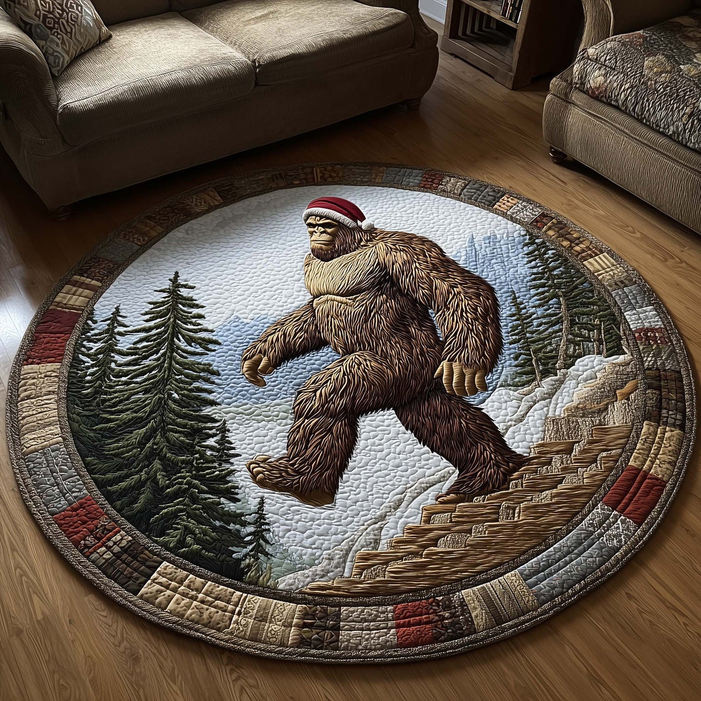 Merry Squatchmas Quilted Round Mat GFTOTL5262