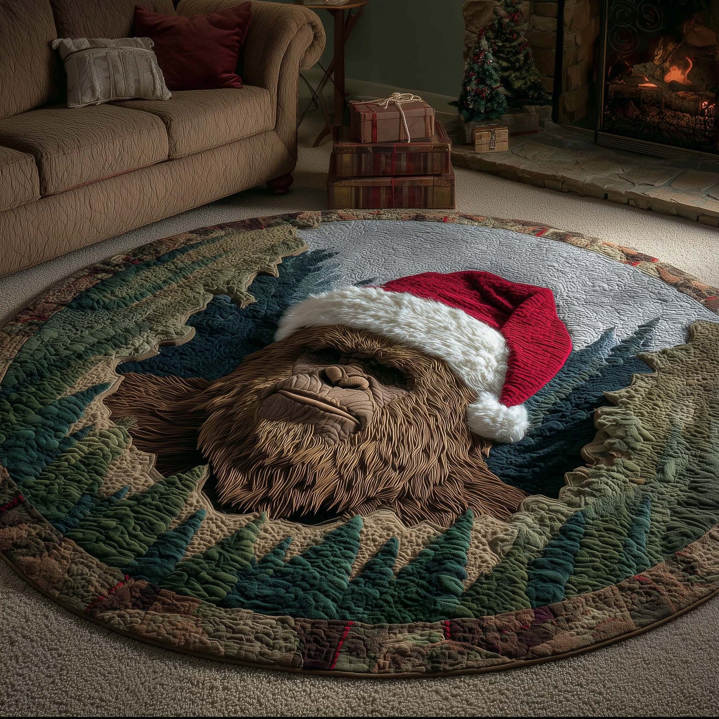 Merry Squatchmas Quilted Round Mat GFTOTL5263