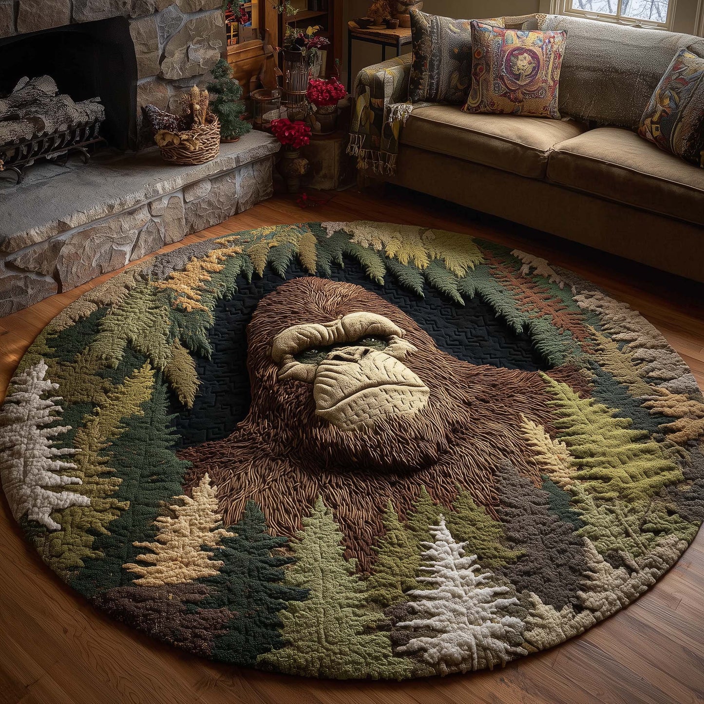 Merry Squatchmas Quilted Round Mat GFTOTL5264