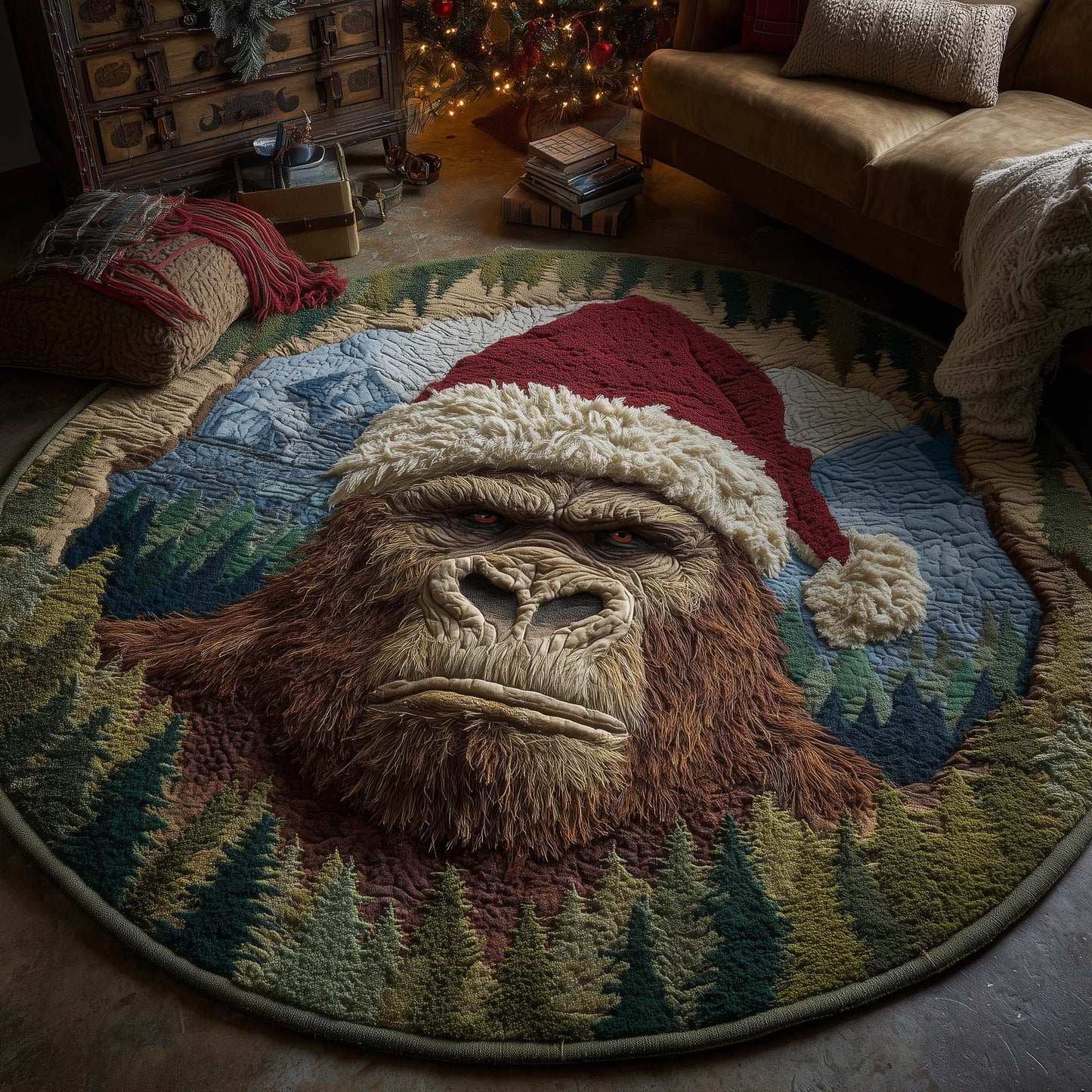 Merry Squatchmas Quilted Round Mat GFTOTL5265