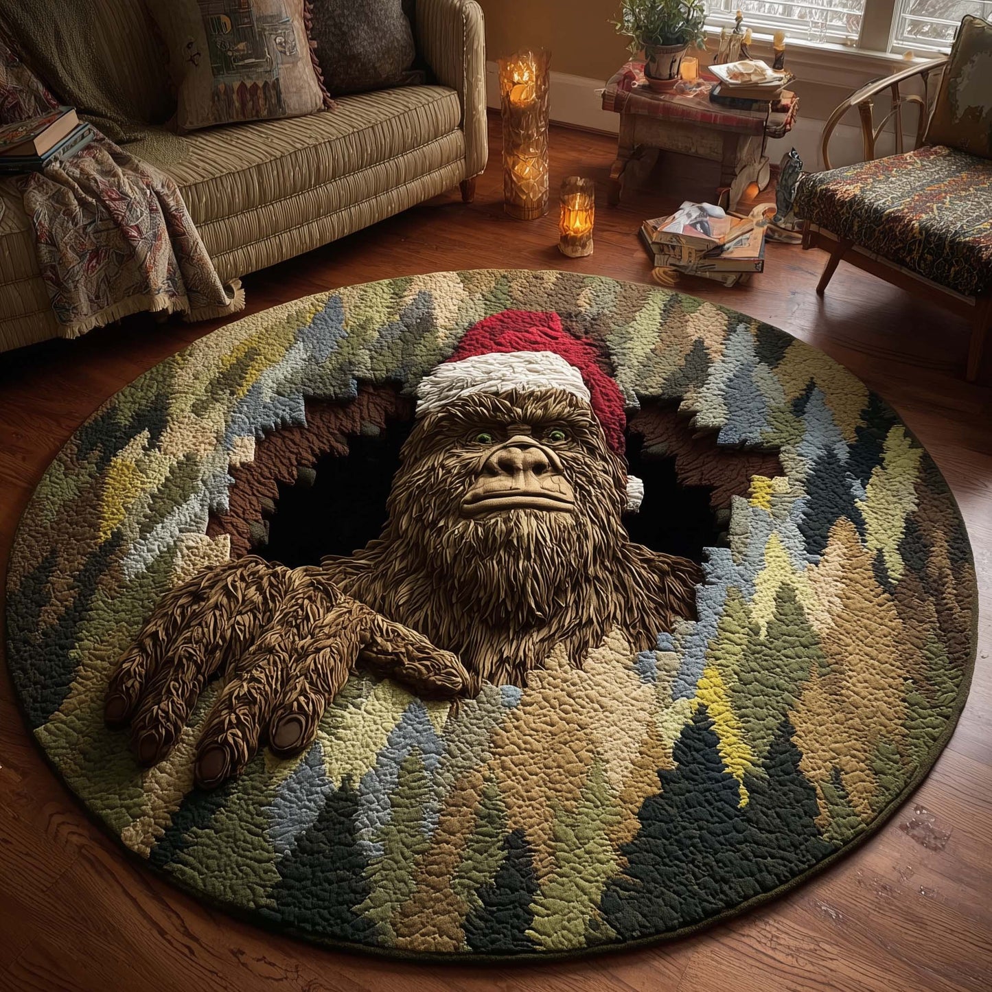 Merry Squatchmas Quilted Round Mat GFTOTL5266