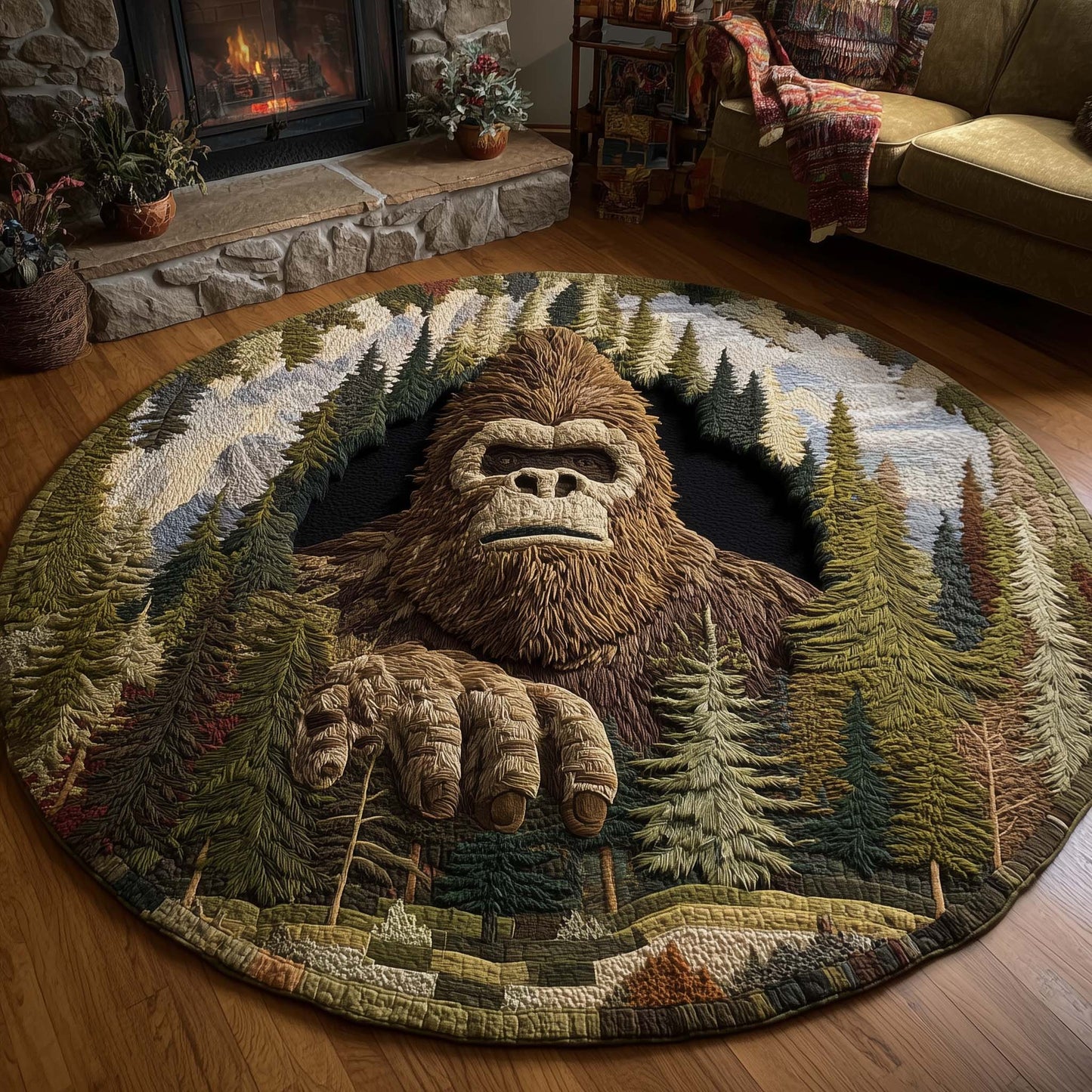 Merry Squatchmas Quilted Round Mat GFTOTL5269