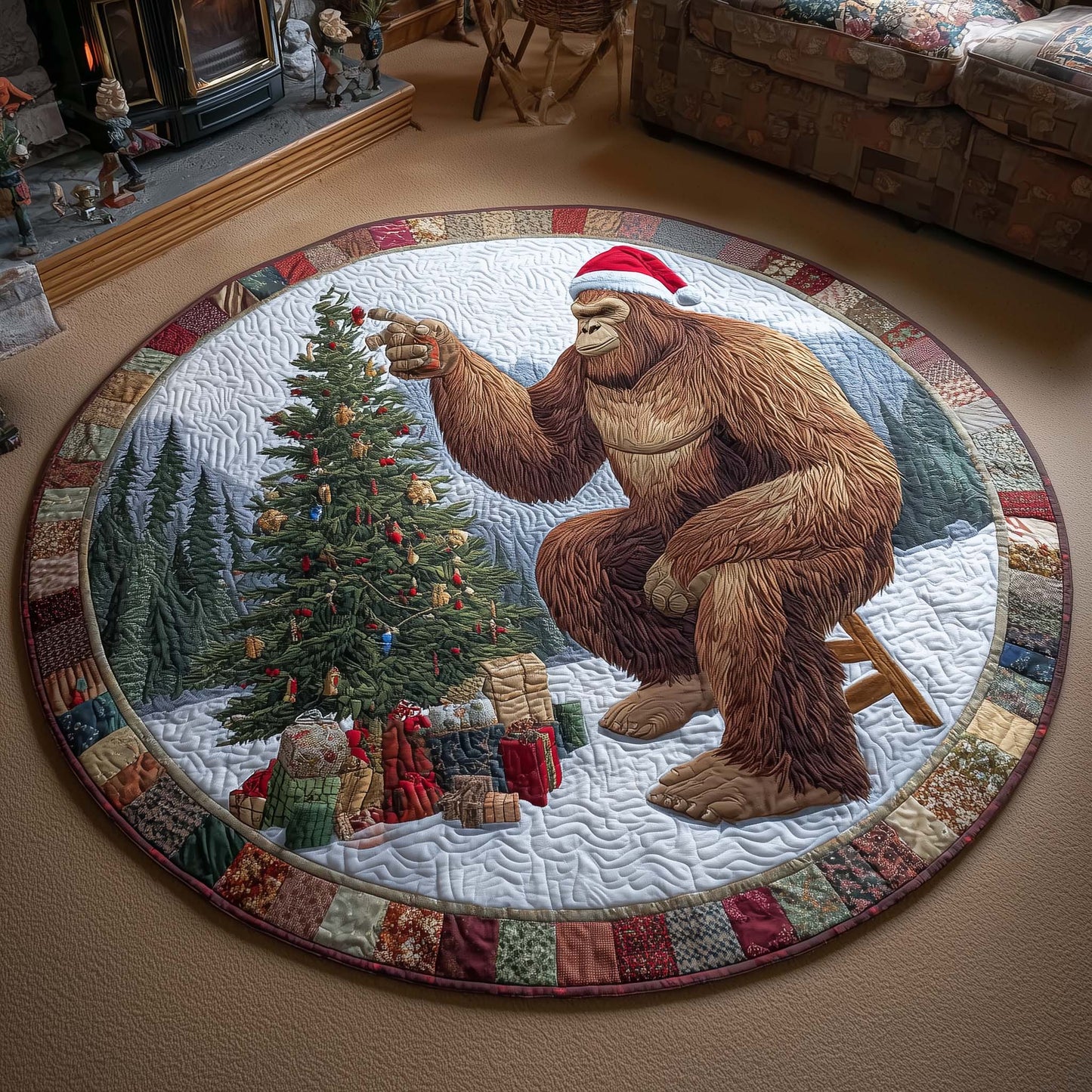 Merry Squatchmas Quilted Round Mat GFTOTL5272