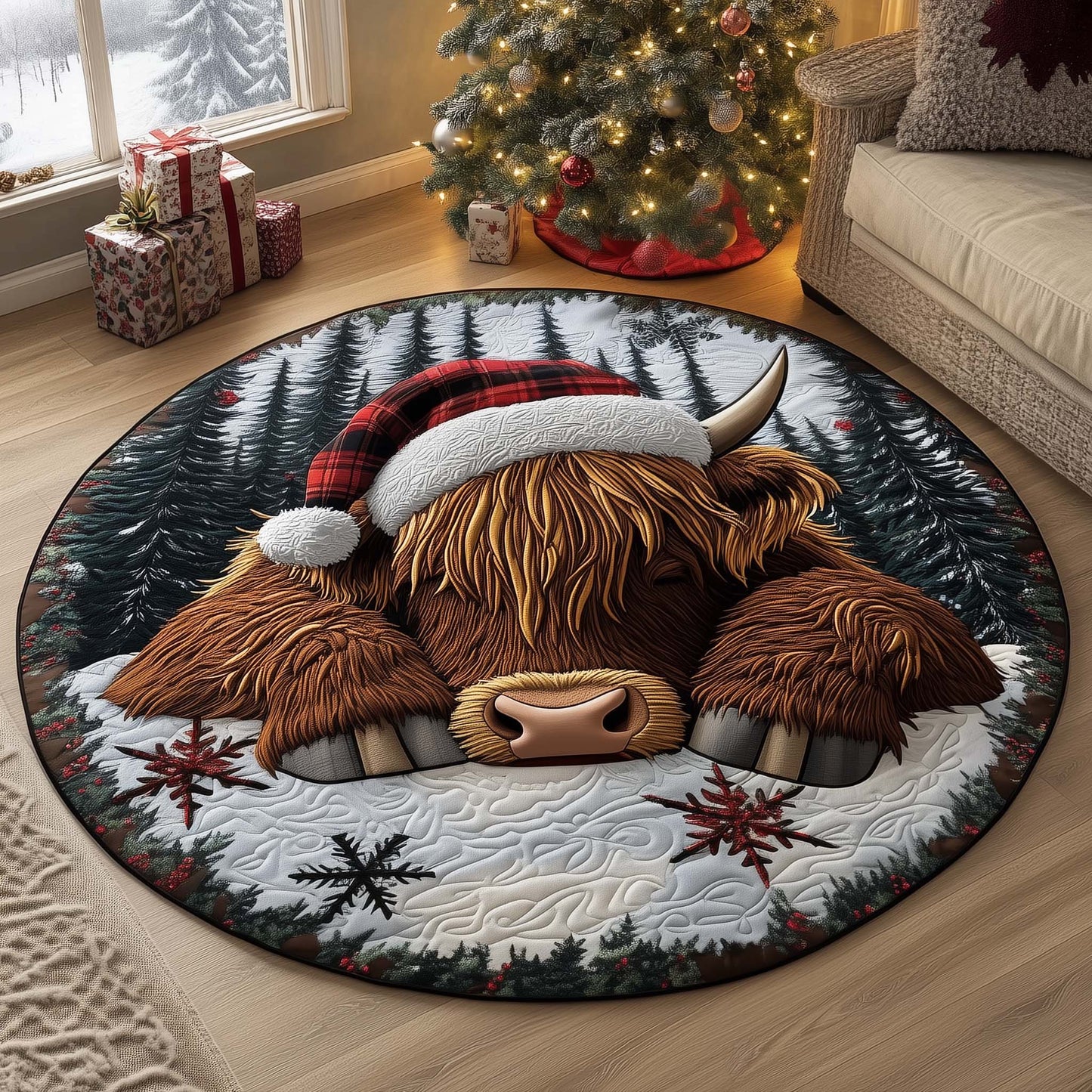Nordic Cow Quilted Round Mat GFTOTL5274
