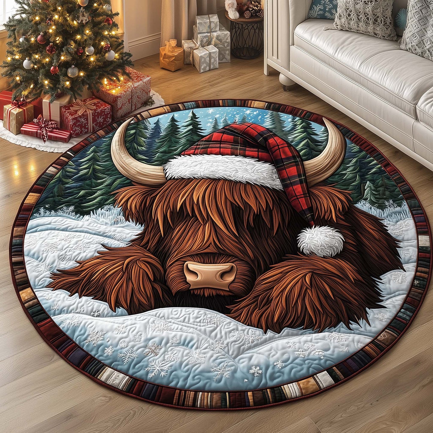 Nordic Cow Quilted Round Mat GFTOTL5276