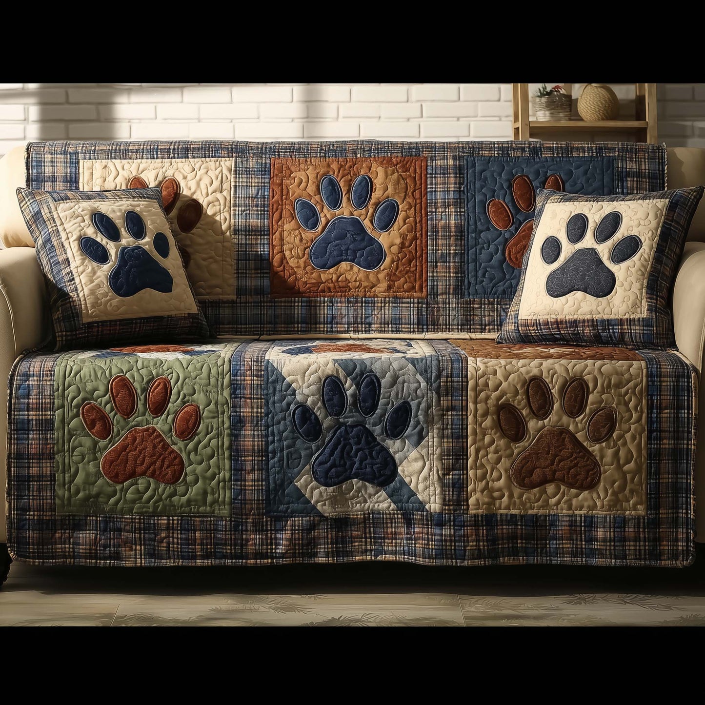 Lovely Paws Quilted Sofa Cover GFTOTL5286
