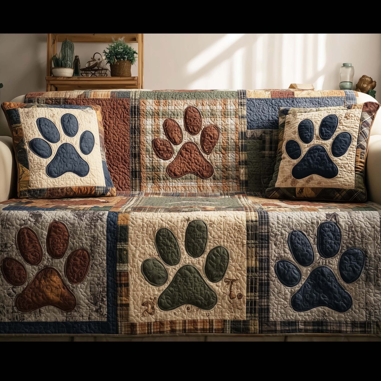 Lovely Paws Quilted Sofa Cover GFTOTL5292