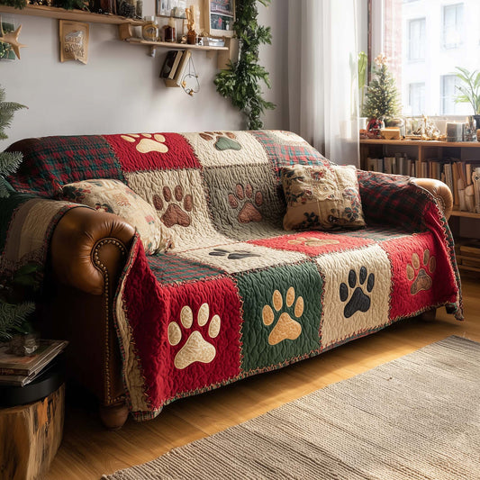 Lovely Paws Quilted Sofa Cover GFTOTL5293