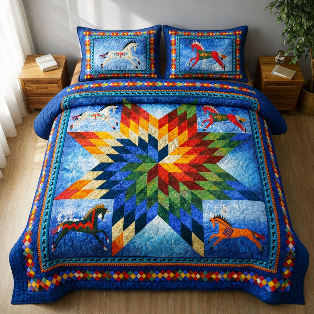 Navetive Horse 3-Piece Quilted Bedding Set GFTOTL5340