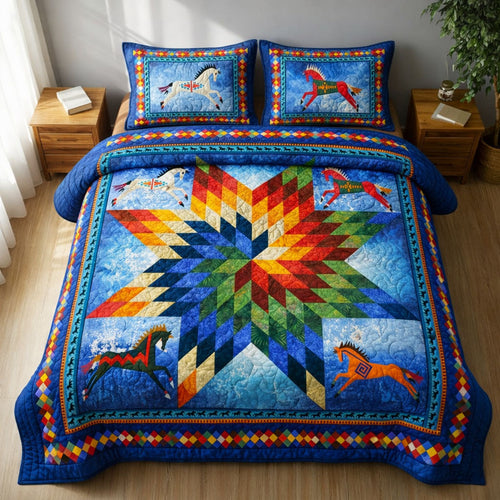 Navetive Horse 3-Piece Quilted Bedding Set GFTOTL5340