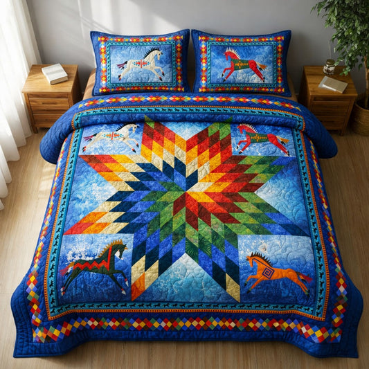 Navetive Horse 3-Piece Quilted Bedding Set GFTOTL5340