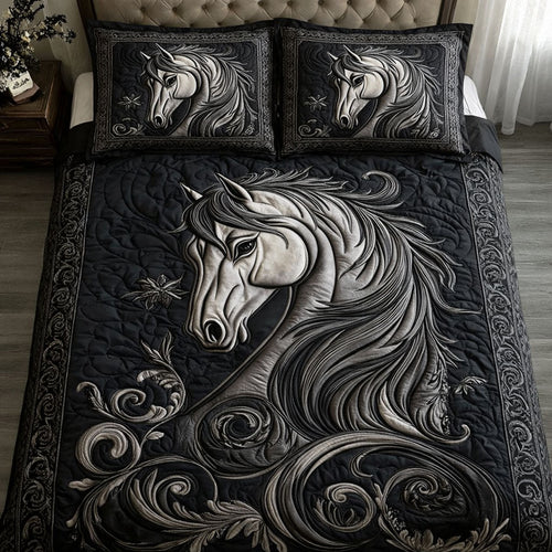 Majesty Horse 3-Piece Quilted Bedding Set GFTOTL5341