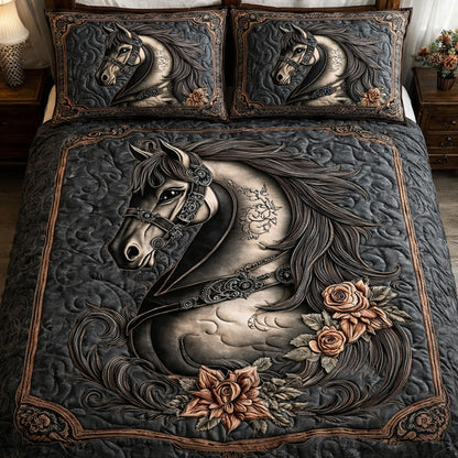 Majesty Horse 3-Piece Quilted Bedding Set GFTOTL5342