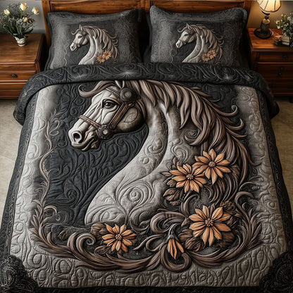 Majesty Horse 3-Piece Quilted Bedding Set GFTOTL5343