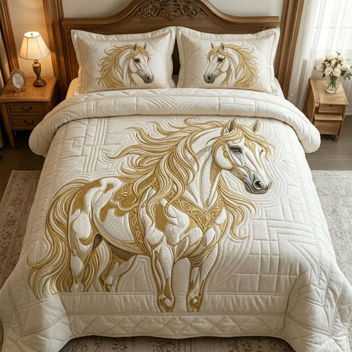 Royal Horse 3-Piece Quilted Bedding Set GFTOTL5349
