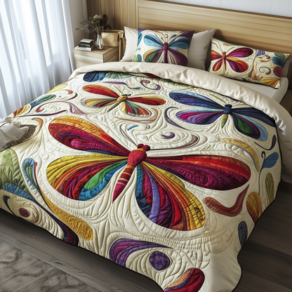 Elegance Dragonfly 3-Piece Quilted Bedding Set GFTOTL924