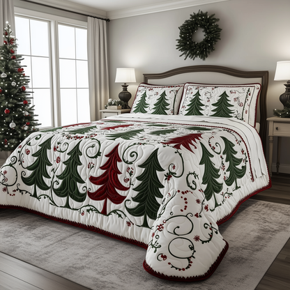 Christmas Tree 3-Piece Quilted Bedding Set GFTOTL943