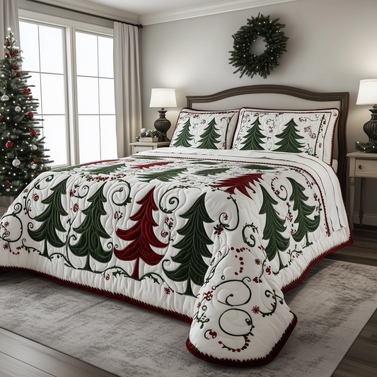 Christmas Tree 3-Piece Quilted Bedding Set GFTOTL943