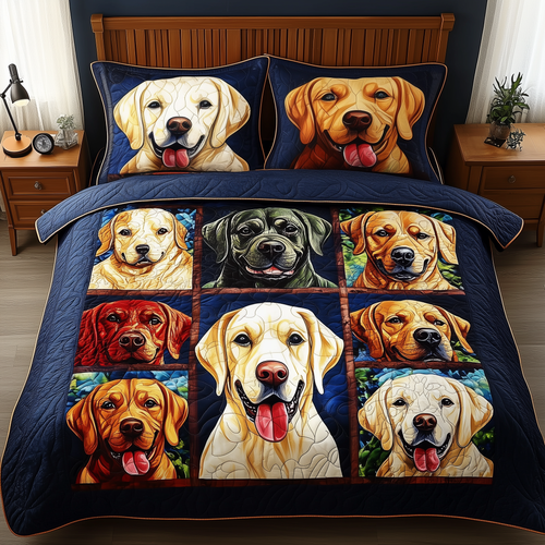 Golden Retriever 3-Piece Quilted Bedding Set GFTOTP071