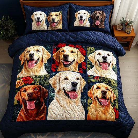 Golden Retriever 3-Piece Quilted Bedding Set GFTOTP072