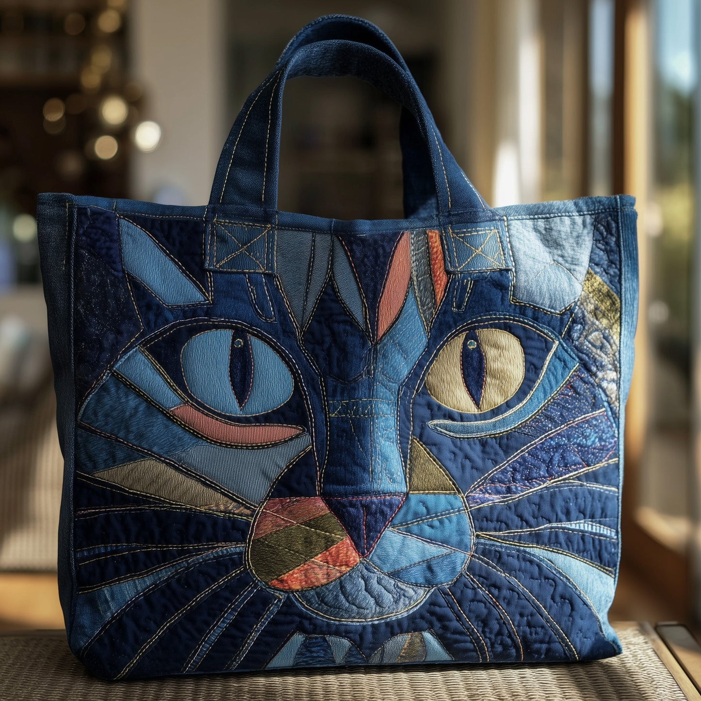 Whimsical Cat Quilted Tote Bag GFTOTP10206