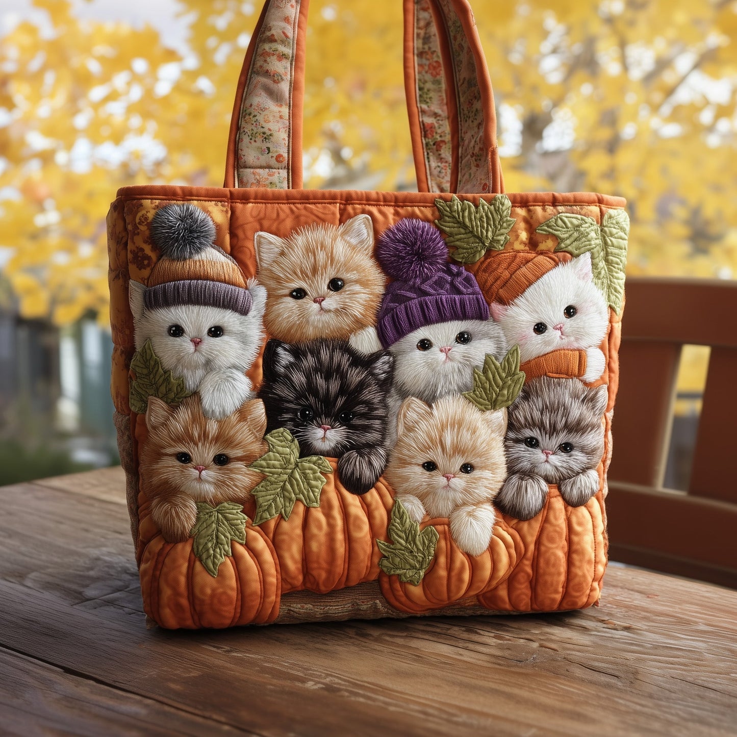 Purrfectly Autumn Quilted Tote Bag GFTOTP10372
