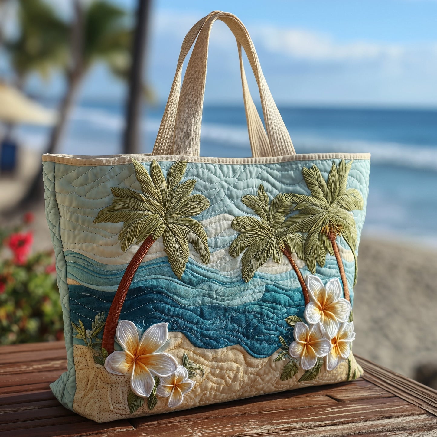 Tropical Beach Quilted Tote Bag GFTOTP10484