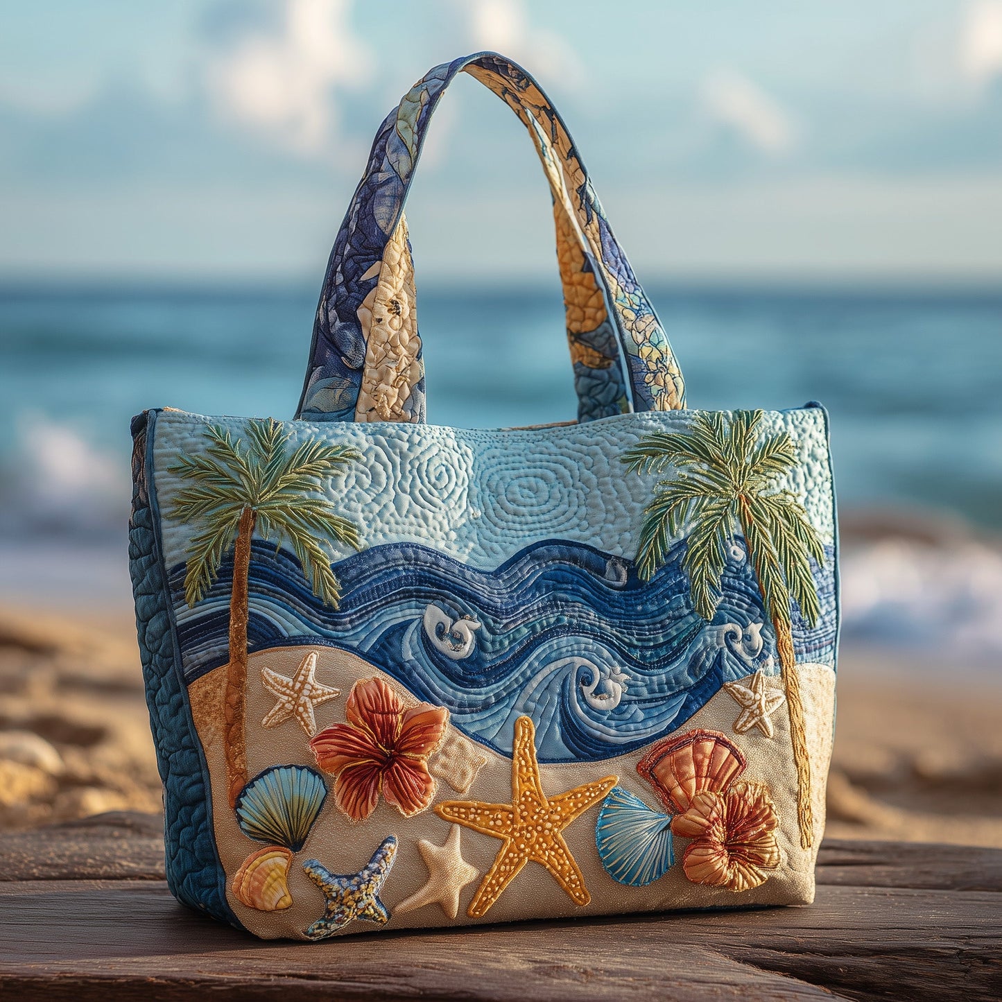 Tropical Beach Quilted Tote Bag GFTOTP10485