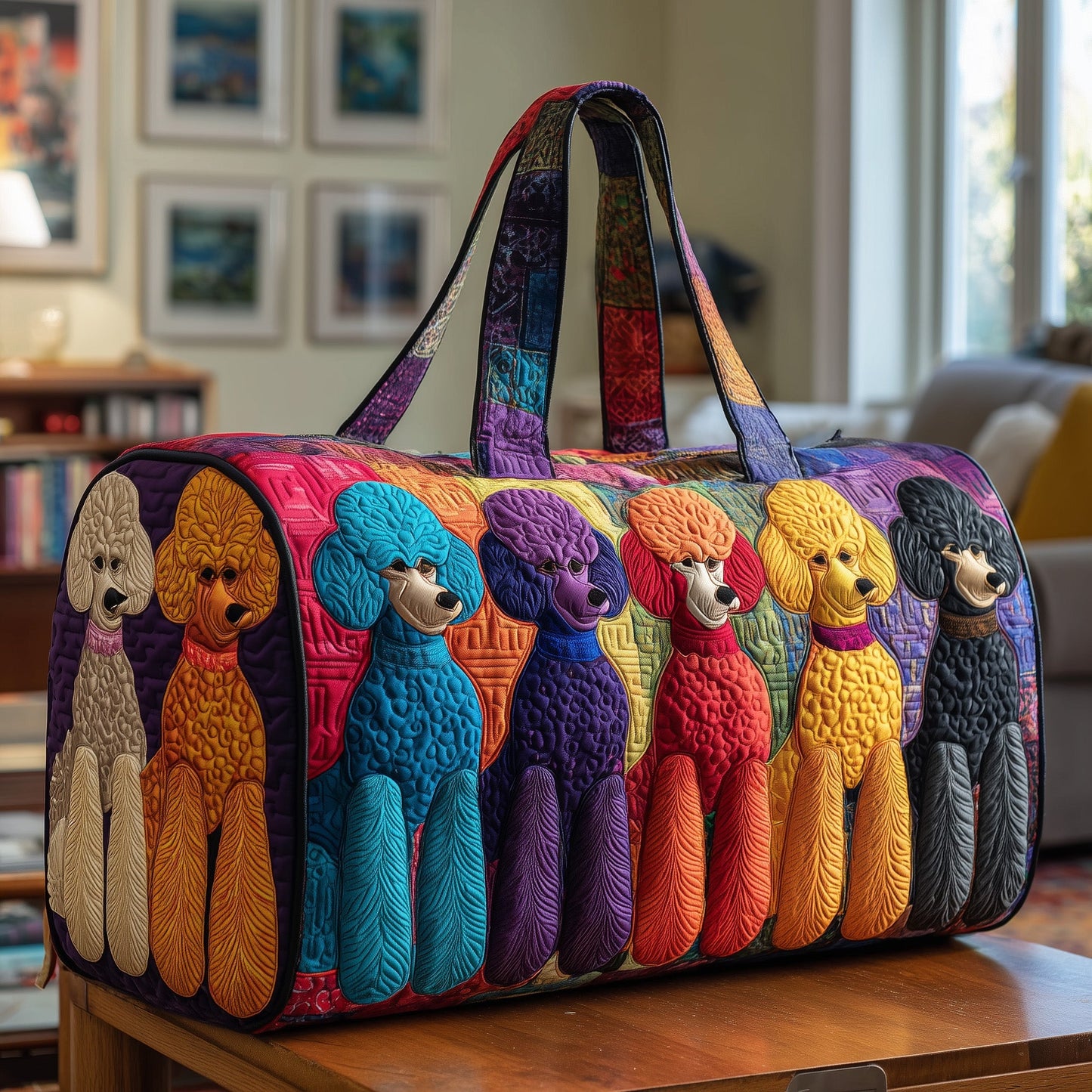 Whimsical Poodle Quilted Duffle Bag GFTOTP10549