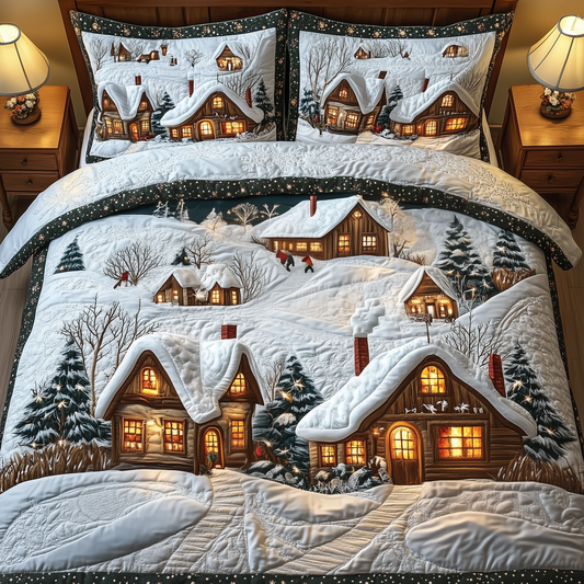 Magical Christmas Village 3-Piece Quilted Bedding Set GFTOTP1060
