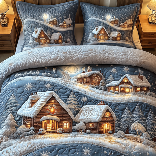 Magical Christmas Village 3-Piece Quilted Bedding Set GFTOTP1063