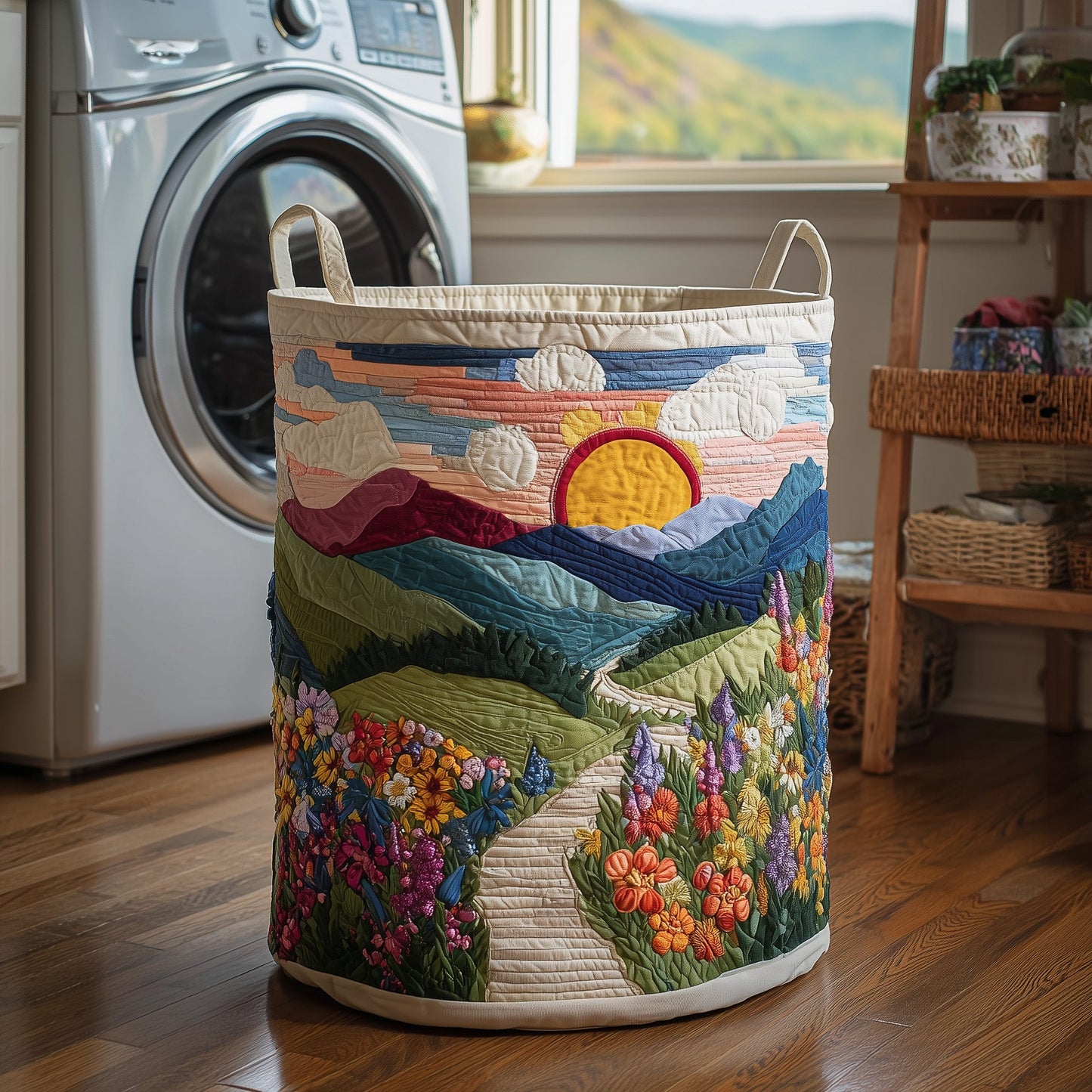 Flower Field Quilted Laundry Basket GFTOTP10987