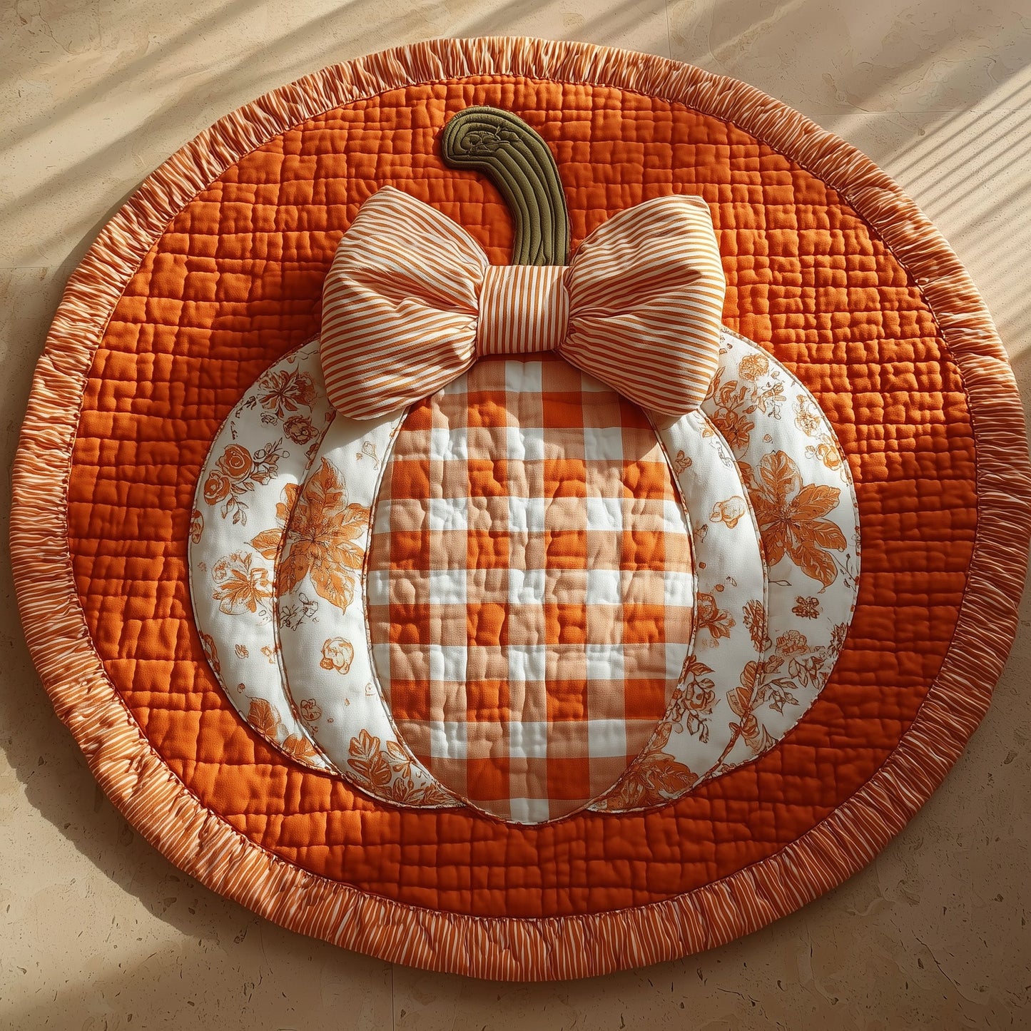 Rustic Pumpkin Quilted Round Mat GFTOTP11024