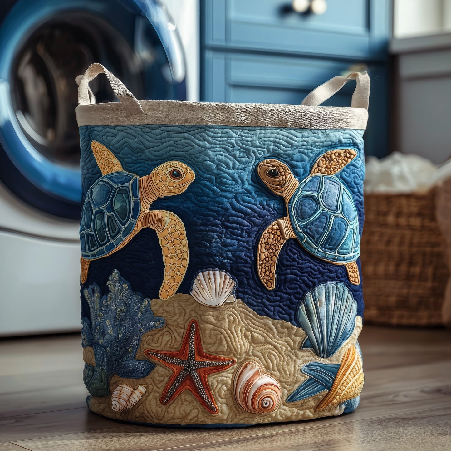 Turtle Drift Quilted Laundry Basket GFTOTP11050