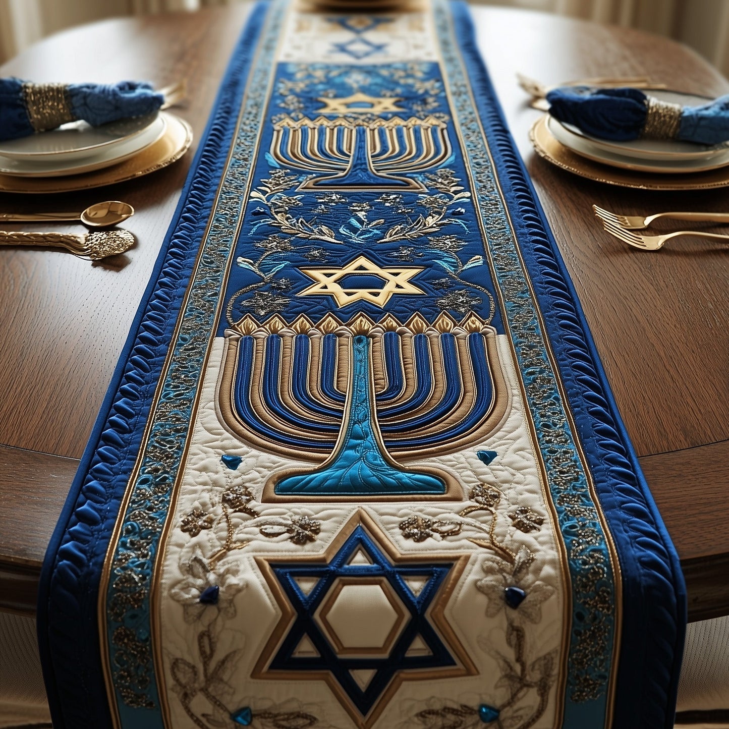 Hanukkah Stars Quilted Table Runner GFTOTP11162