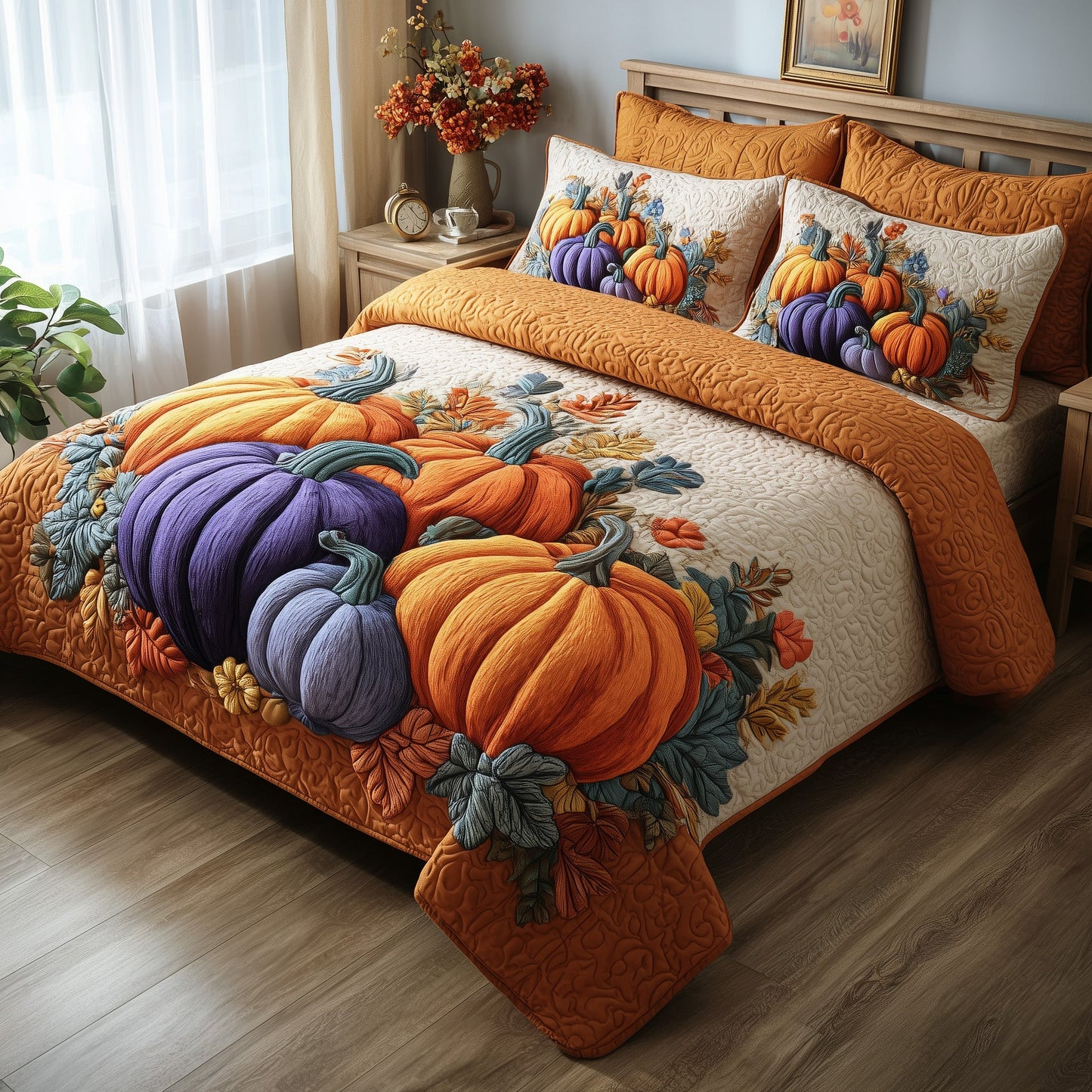 Autumn Pumpkin 3-Piece Quilted Bedding Set GFTOTP11227