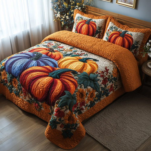 Autumn Pumpkin 3-Piece Quilted Bedding Set GFTOTP11228