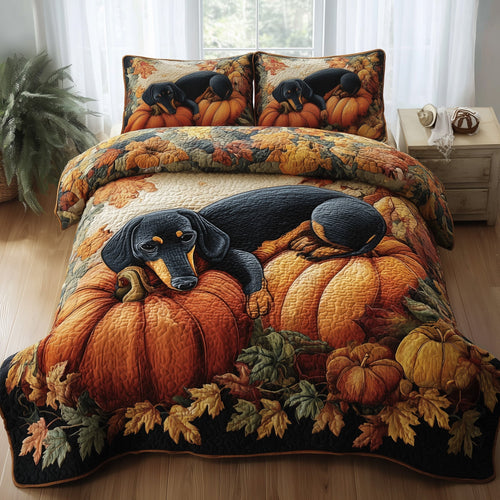 Autumn Pup Haven 3-Piece Quilted Bedding Set GFTOTP11348