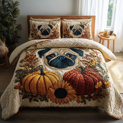 Pumpkin Pug 3-Piece Quilted Bedding Set GFTOTP11356