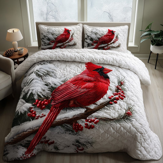 Cardinal Charm 3-Piece Quilted Bedding Set GFTOTP11437